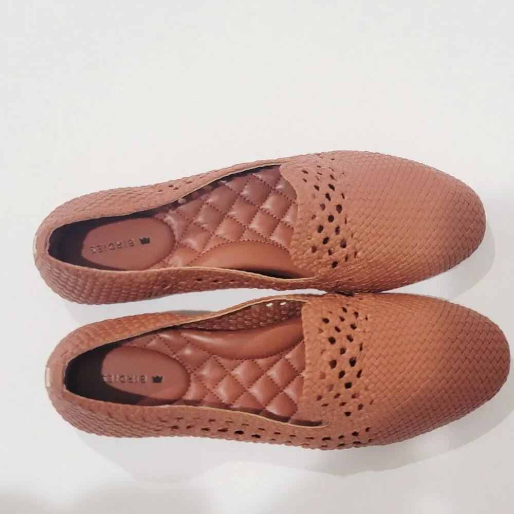 Birdies The Starling Cognac Woven Flats Womens Size 9.5 Slip On Brown Loafers